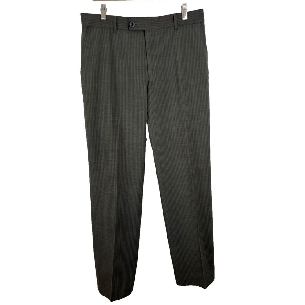 Alberto Ceramica James Grey Wool Comfort Fit Pinstripe Pants Mens EU Size 50
